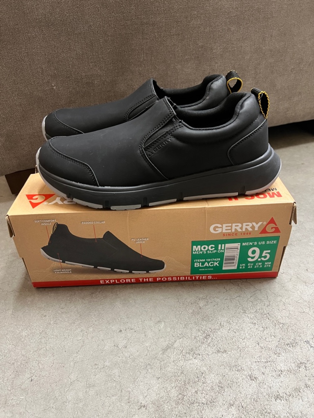 Gerry Weber Men's Slip-On Loafers in Black with Yellow Heel Tab